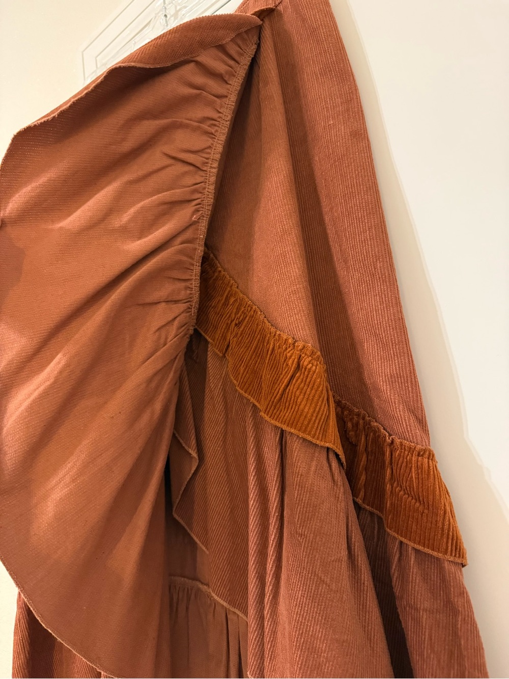 Listicle Rust Ruffle High-Low Skirt - Picture 2 of 8
